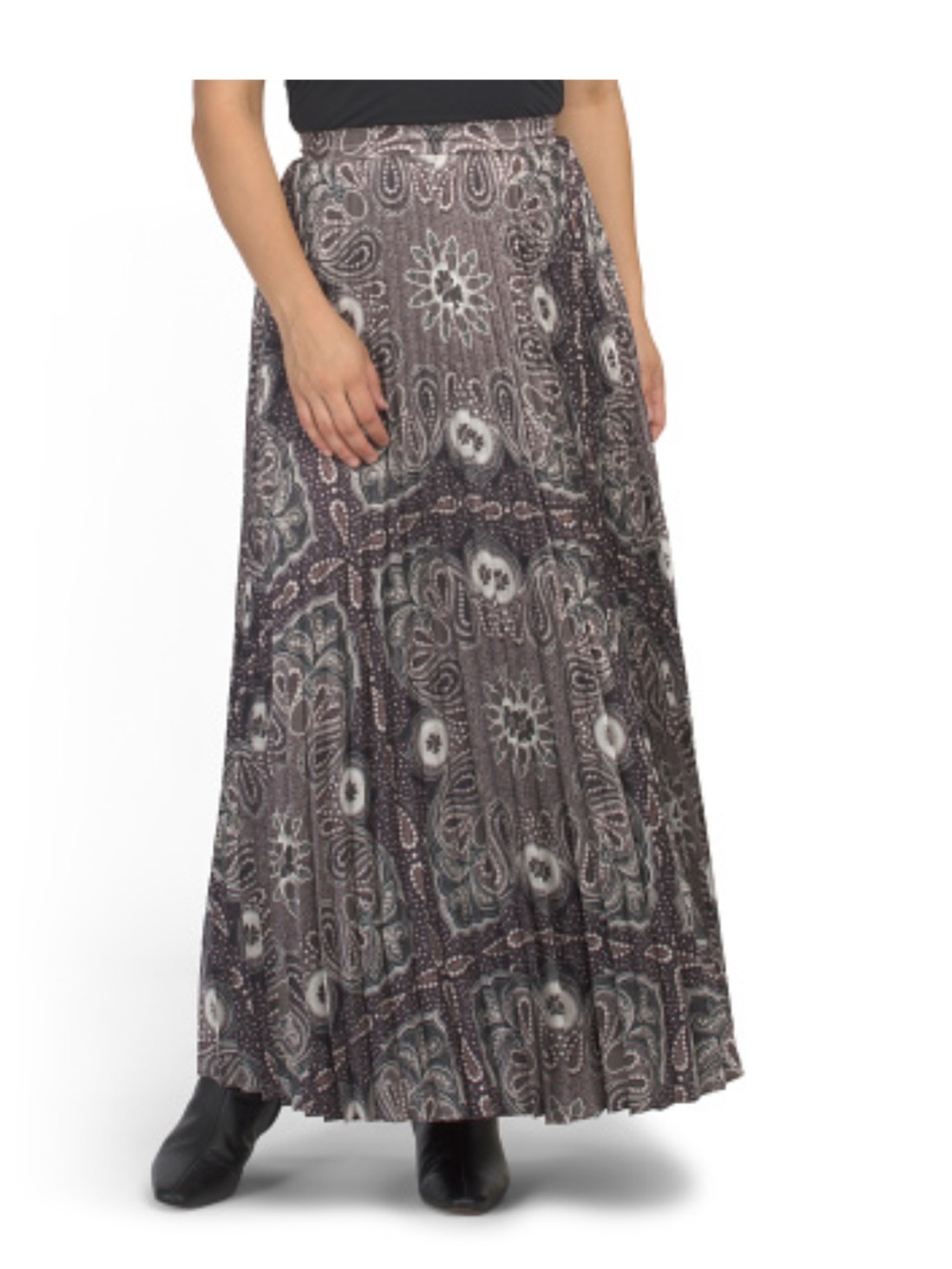NWY Elie Tahari Charcoal Paisley Maxi Skirt